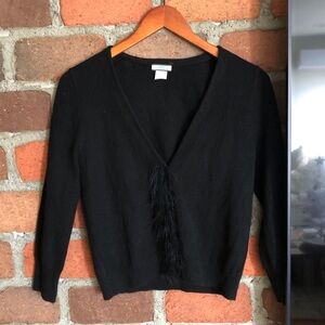 NWOT J crew 100% cashmere cardigan with feathering size SM